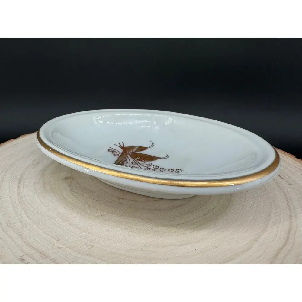 Vintage Lefton China 6124 Soap Dish Butterflies Gold Trim Porcelain Japan